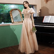 EAGLELY Formal Champagne Long Evening Dress Banquet Temperament 2024 Elegant Classy Dinner Party Gow
