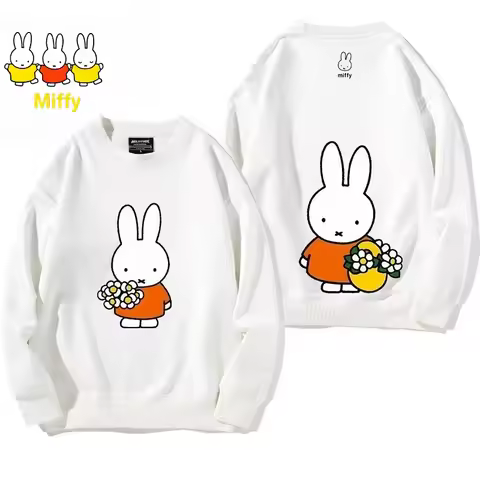 Kawaii Miffy Rabbit Hoodie Cute Cartoon Round-neck Picture Book Series Rabbit Girl Miffy Cartoon Lon