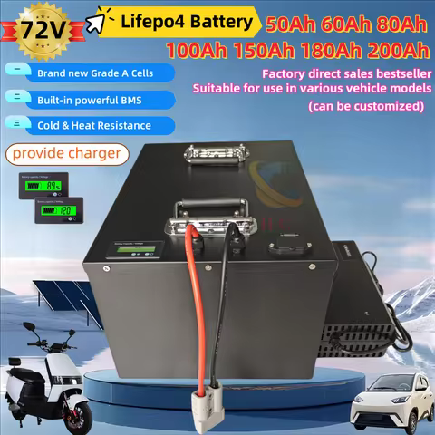 Lifepo4 72V 50Ah 60Ah 70Ah 80Ah 100Ah 150Ah 180Ah 200Ah Lithium Battery for Scooter Motorcycle Tricy