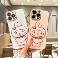 Oppo Case Gold Edge + Glass Stand My Melody A79 A18 A54 A38 A76 A31 A96(4g) Reno8T(5g) A78/A58 A17/A