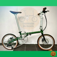 Fnhon Gust 16” inches • 9 Speeds Shimano • Litepro • Silverock tyres • Foldable Folding Foldie Folding Bike Bicycle • 18” Inch 349 • Olive Green Retro Crius Velocity Master Blast Tornado Bifold Dahon Tern • Customise My Bicycle •