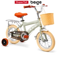 Beige Children's Bicycle Girls' With Additional Wheels Basket 3-10 Years Old Girls Toys