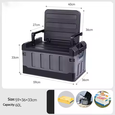 60L Outdoor Storage Box Foldable Storage Box Camping Accessories For Vehicles Car Supplies Thickened