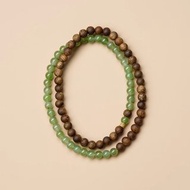 觀松 未時原創4mm鶯歌綠奇楠沉香和田玉碧玉手鏈串珠女精緻禮物