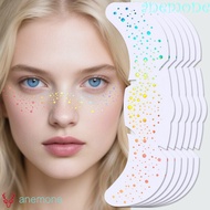 ANEMONE 6 Sheets Glitter Freckles Stickers, Creative Heart Star Pattern Fake Freckles Stickers, Y2K 