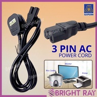 SIRIM Power Cord 3 Pin Plug Power Supply Cable Malaysia Plug 13A Fuse Wayar Periuk Nasi Kettle Plug 