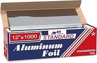 Ox Plastics Standard Premium Aluminum Foil | 12”x1000 Feet Long | Industrial Size and Strength | Com