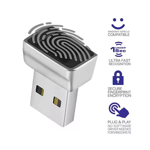 Zinc Alloy Material USB Fingerprint Reader Module Device For Windows 10 Hello 11 Biometrics Security