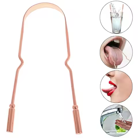 Pure Copper Tongue Scraper Oral Cleaner Brush Fresh Cleaning Hygiene Care Tools·