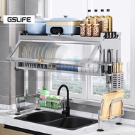 GSlife Stainless 304 Dish Rack Organizer with Cabinet Over Sink Dish Drying Rack Storage