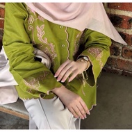Mekar Top Blouse Linen Cotton Bersulam Yang Cantik