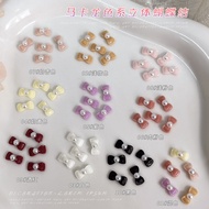 Pearl Bow Nail Accessories 3D Mini Bow KT Tie Black and White Pink Purple Wine Red Multi Color Resin