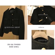 Tweed evening gown with yellow buttons. Black and white 2-tone short evening gown, women's evening g