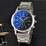 手表 休闲 蓝光 玻璃男表 时尚男士手表 三眼皮带手表