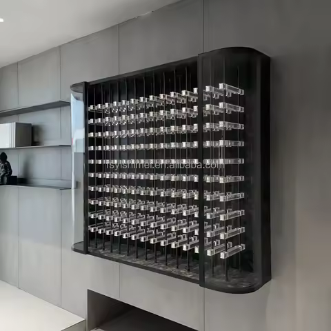 Modern Minimalist Luxury Modular Custom Metal Aluminum Wall Mounted Glass Door Acrylic Wine Rack For