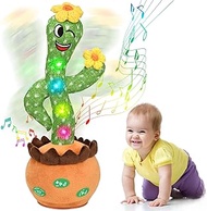 Baby Toys, Singing Talking Cactus Toy for Kids Boys Girls, Mimicking Recording Moving Repeat What You Say, Plush Sensory Cactus with Light Up Music and English Songs, Gifts for 3-6 Year Old Toddler