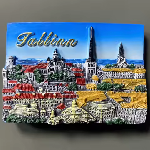 Europe, Estonia, Tallinn，3D Stereoscopic，Tourism souvenirs，Resin painting，Decoration home，Refrigerat