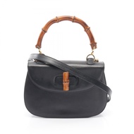 【二手】Gucci GUCCI 竹節手提包 000･1781･0633 黑色皮革竹節雙肩包 女士二手 A