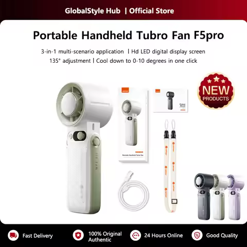 Portable Handheld Cooling Fan 199Gear Strong Wind Speed LED Digital Display 135°Foldable 3-in-1 Hand