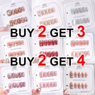 Fake Nails kuku Palsu  Nails 10 PCS Simple Style Set Kuku Palsu 3D French Nails Long Style Cute Kuku