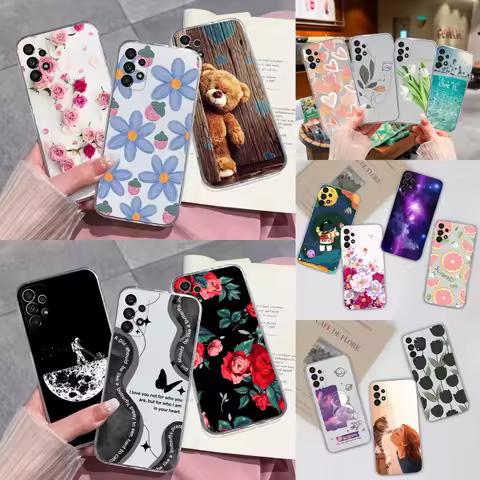Case For Samsung Galaxy A52 A53 A54 4G 5G Clear Pretty Flower Soft Silicone Phone Cover For SamsungA