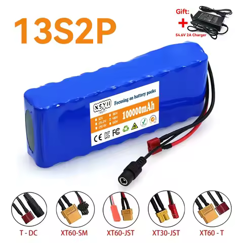 13S2P 48V 100Ah High Power 18650 Battery Electric Vehicle Electric Motorcycle DIY Battery with BMS +
