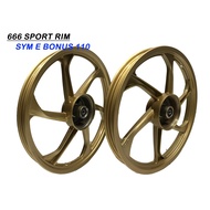 Sport Rim 666 (6 Kaki ), Gold ,PNP SYM (E-Bonus 110 Front & Rear Brake DRUM ),  (With Bearing ) Depa