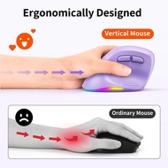 Left Hand Wireless 2.4G Bluetooth Dual-mode Mouse Vertical Ergonomics Design Rechargeable RGB Lighti
