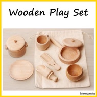 [SG STOCK] Wooden Sensory Play Set Wooden Pots and Scoops Pretend Play