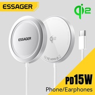 Essager Qi2 PD15W Wireless Chargers Fast Charging Portable Type C Wireless Charging Device For iPhon