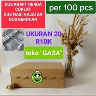 100 pcs uk20 brown Kraft lunch box size 20 350gr / box rice box / Kraft box R10K (20x20x7) / rice bo