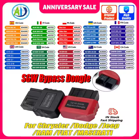 SGW Bypass Dongle For Chrysler/Dodge/Jeep/RAM/FIAT/MASERATI 12pin 8pin OBD2 Security Gateway Adapter
