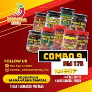 COMBO 9( HARGA BORONG)  SAMBAL KAK FAA KITCHEN - SAMBAL PETAI - SAMBAL IKAN BILIS - SAMBAL IKAN MASI