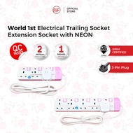 SIRIM Certified SAYANG Extension Trailing Adapters Power Socket Plug Cable with Pink NEON 3G 5G 2M 5