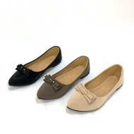 HITAM Jiehua Giselle Flat Shoes Women Glossy Black D-1736