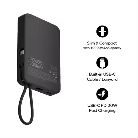 MOMAX 10000mAh Power Bank 20W Super Fast Charging Portable Mobile Power Digital Display With Wire Fo