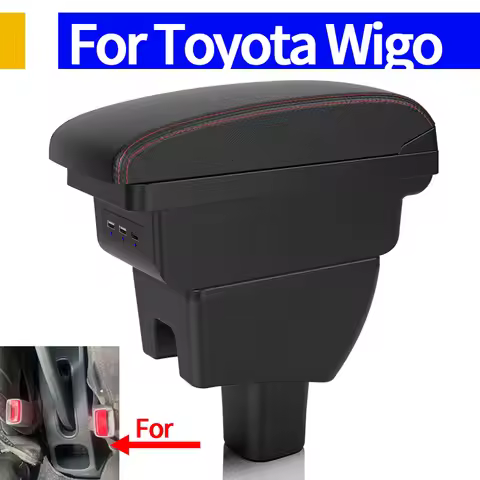 For Toyota Agya Armrest box For Toyota Agya Wigo Car Armrest Central Storage box Retrofit with USB C