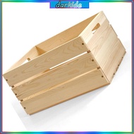 Dark Large Handled Solid Pine  Storage Chest Sturdy Pine Storage Container For Household Organizatio
