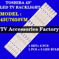 43U7650VM TOSHIBA 43" LED TV BACKLIGHT(LAMPU TV) TOSHIBA 43" INCH LED TV BACKLIGHT 43U7650