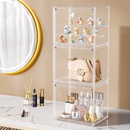 2/3/4/5 Layer Tier Arcylic Display Rack Wooden Stand Storage Transparent Shelf Lipsticks Toy Figure 