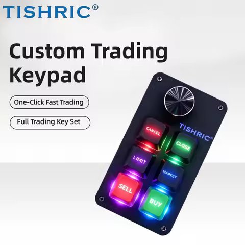 TISHRIC 6-key 1-knob Stock Trading Mini Keyboard Type-C Custom Keyboard Macro RGB Stock Fund Quick T