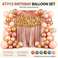 Happy Birthday Banner Confetti Latex Balloon Set Foil Curtain For 18th 60th Birthday Decoration Set