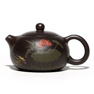 Xishi แร่ดิบหม้อดินสีม่วงดินน้ำมันสีดำหม้อทำด้วยมือราชอาณาจักร Wanghe สัมผัส Xishi ชุดชาของ