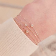 日本製 18k玫瑰金 經典六爪12分鑽石手鍊