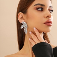 Women's Retro Stud Earrings Large Leaf Design Party Earrings Female Retro Leaf Earrings