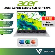 ACER ASPIRE LITE 16 AL16-54P-54PX GRAY C5-120U Intel Graphics 16GB DDR5 512GB SSD 16.1" WUXGA W11 2Y