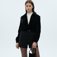 MANGO/Woman -Velvet Bomber Crop Jacket black For Work