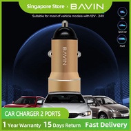 【SG Ready Stock】BAVIN PC376 Qualcomm 3.0 Quick Car Charger Dual USB Port Slot Zinc Alloy For  TYPE-C