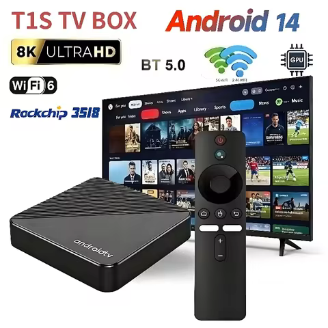 T1 Android 16 Smart TV Box Bluetooth 6.0 Rockchipp 3518 8K Ultra 2.4G 5G Dual Wifi Multi Language St
