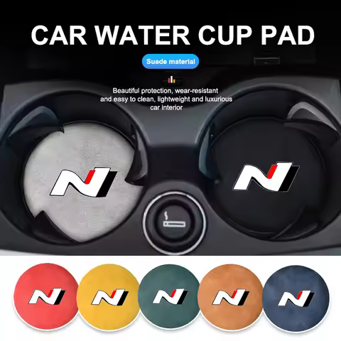 2pcs Suede Car Coaster Water Cup Drink Holder Mat Anti-Slip Pad For Hyundai N Line Tuscon NX4 I20 I3